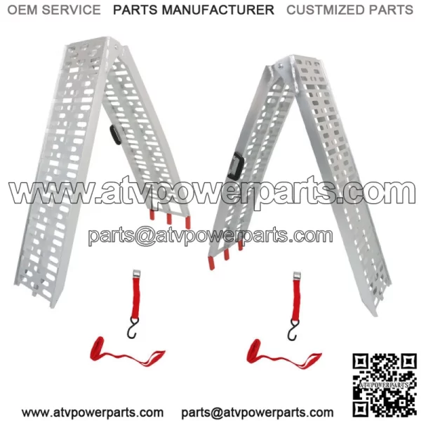 2*Aluminum Loading Ramp Arched For Motorcycle ATV/UTV Truck Lawnmower