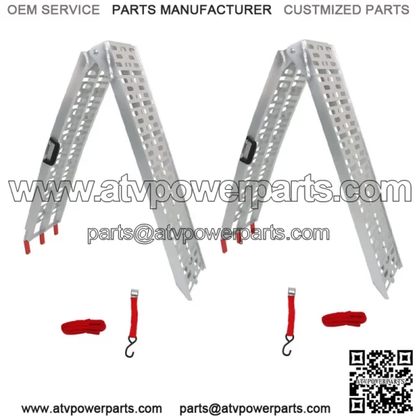 2*Aluminum Loading Ramp Arched For Motorcycle ATV/UTV Truck Lawnmower - Image 2