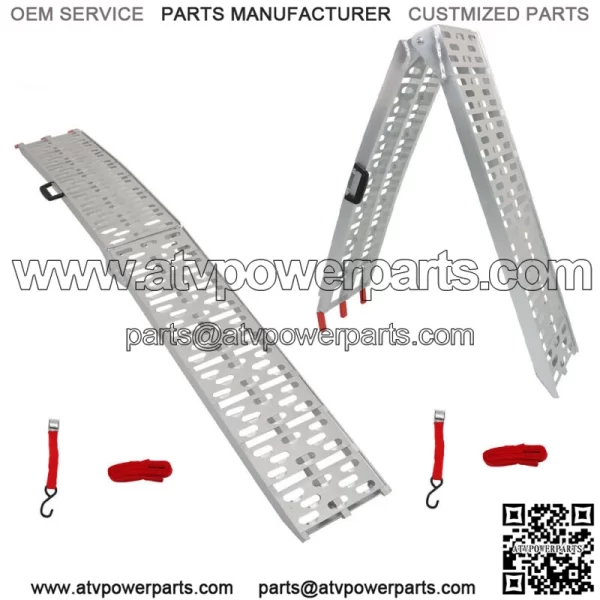 2*Aluminum Loading Ramp Arched For Motorcycle ATV/UTV Truck Lawnmower - Image 3