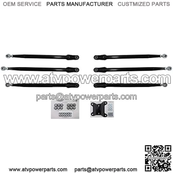 Heavy Duty Round Tube Rear Radius Arms/Rods for Can-Am Maverick X3 64" Turbo/X RC/X MR/X DS/MAX (See Fitment Below) - Complete 6 Rod Kit - Black