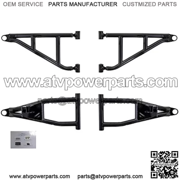 High Clearance 2" Forward Offset A-Arms/Control Arm for Polaris Ranger XP 900 (2013-2019) - Stronger Than OEM! - Black