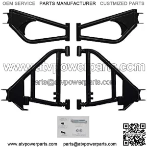 Heavy Duty High Clearance Rear A-Arms for 2015-2019 Arctic Cat Wildcat Sport | UV-resistant Powder Coat Finish | Adjustable Pivot Blocks | UHMW Bushings