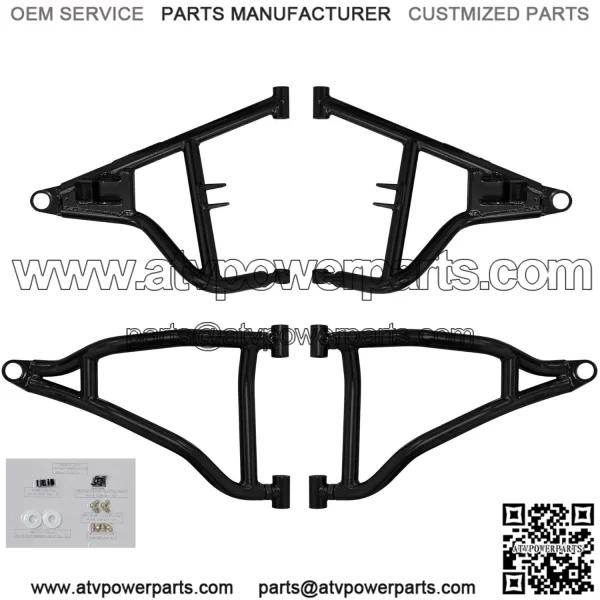 High Clearance A Arms for 2021+ Polaris RZR Trail S 900 / S 1000 | Fits Larger Tire Size | Black | 1.25?? Tubing 25% larger Than Stock