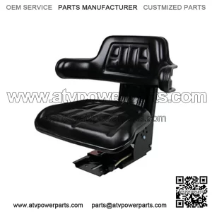 Tractor Seat with Backrest Black Base & Slid Track Mower Forklift Seating