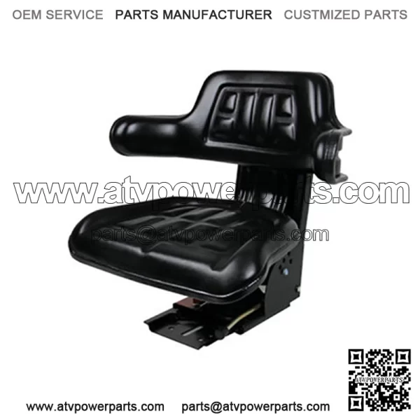 Tractor Seat with Backrest Black Base & Slid Track Mower Forklift Seating