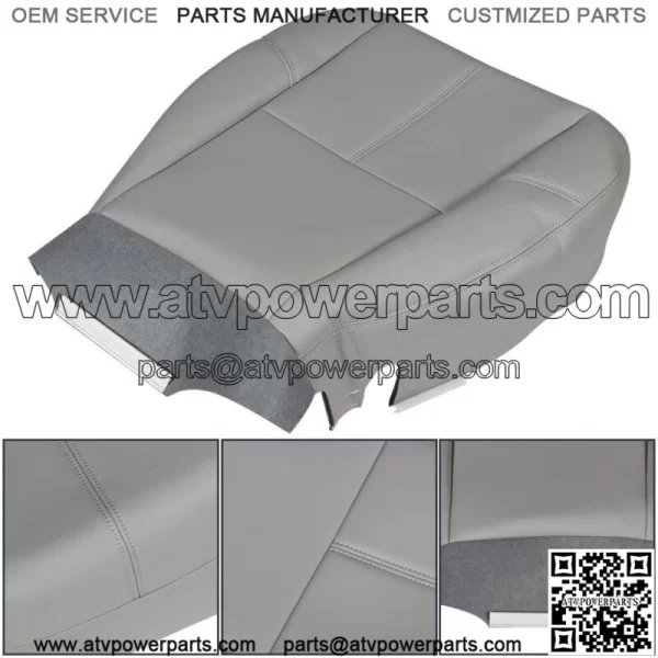 For 2007 2008-14 Chevy Silverado 1500 Driver Bottom Leatherette Seat Cover Gray - Image 2