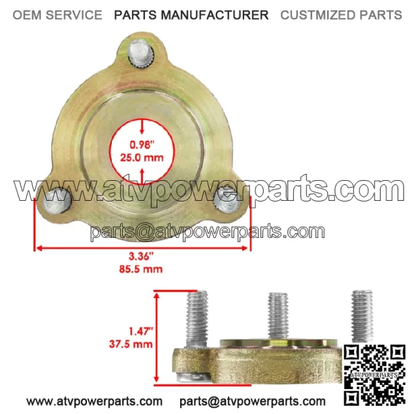 127-0557 Deck Spindle Pulley Hub w/ Studs for Toro Spindle 127-0560 / 127-0570 - Image 2