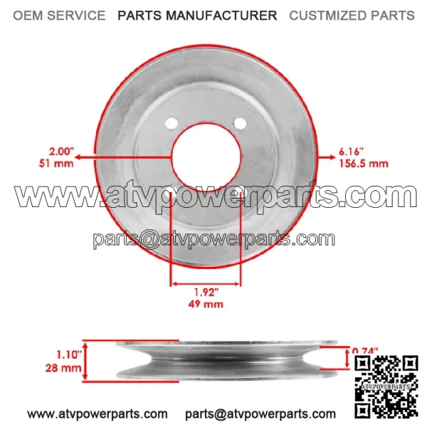 TCA24880 TCA20639 TCA17517 TCU26965 48" Deck Spindle with Pulley For John Deere - Image 3