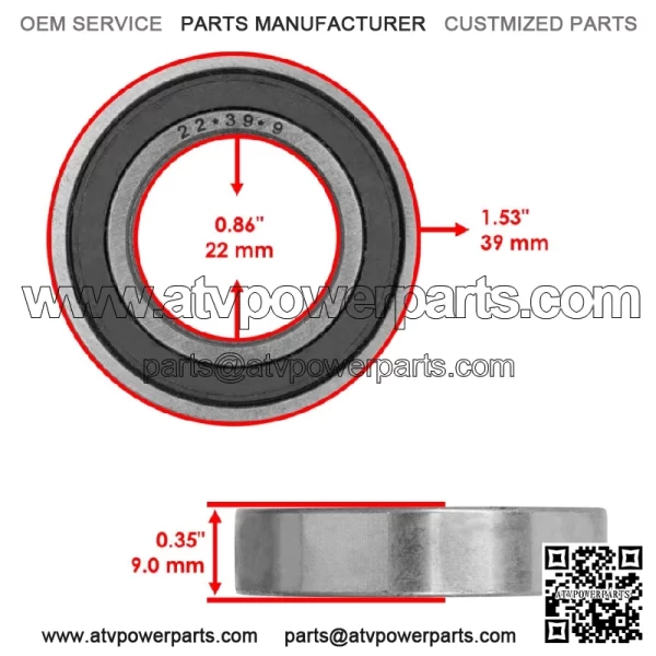 69-22-2RS 69/22-2RS 69/22 Single Row Rubber Sealed Ball Bearings 22x39x9 - Image 2